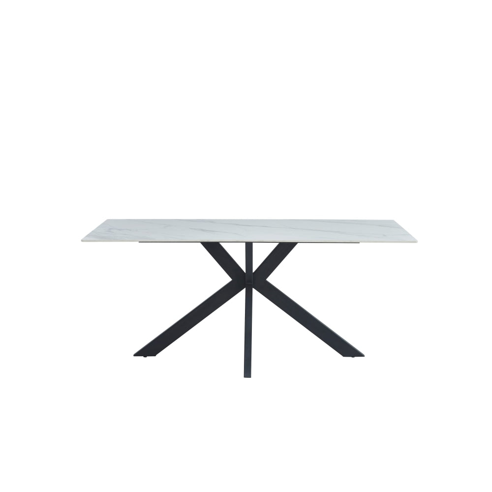 Randell Ceramic Marble Look Rectangle Kitchen Dining Table 180cm - Snow White Fast shipping On sale