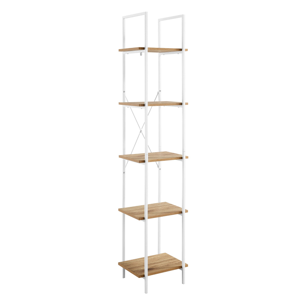 Randy 5-Tier Narrow Bookcase Display Shelf - Oak/White Fast shipping On sale