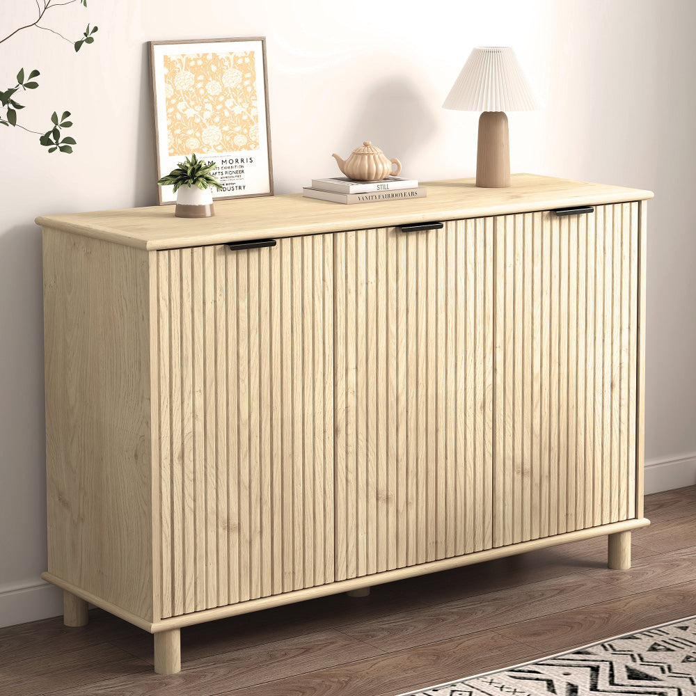 Randy Swedish Buffet Unit Sideboard Storage Cabinet 3-Doors Oak & Fast shipping On sale