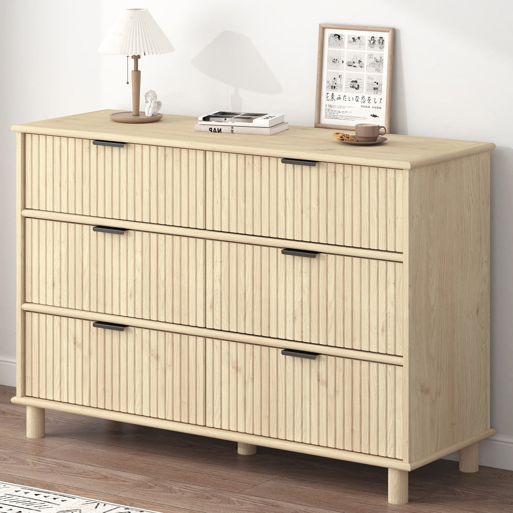 Randy Swedish Wooden Chest Of 6-Drawer Dresser Storage Cabinet Oak Drawers Fast shipping On sale