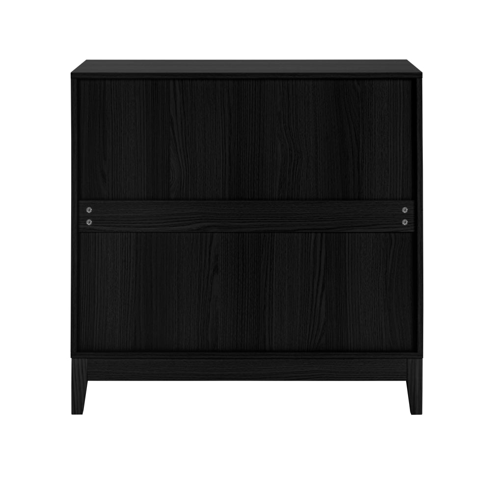 Raul Fluted 3-Drawer Lowboy Storage Cabinet – Black Chest with Gold Handles Solid Pine Accents Of Drawers Fast shipping On sale