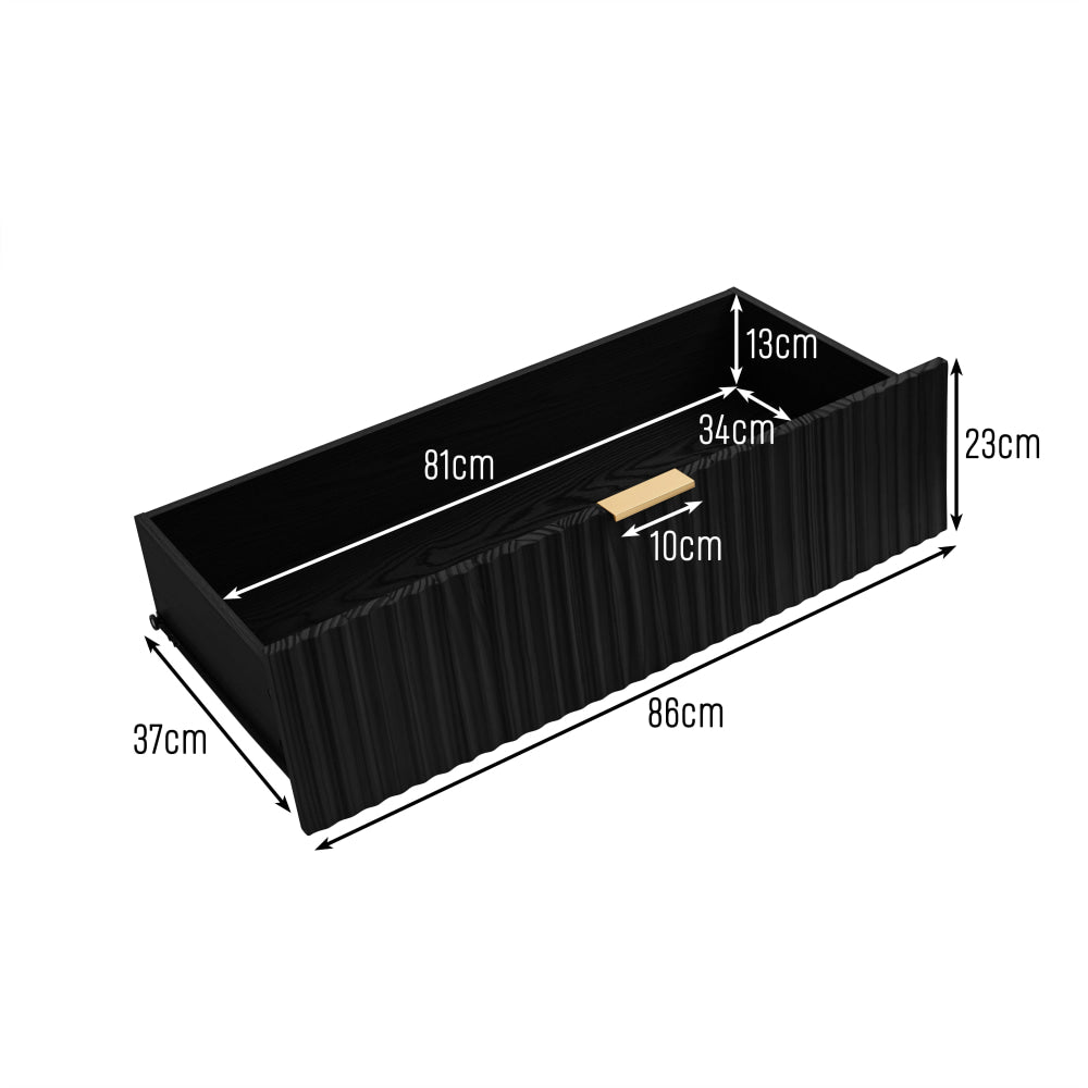 Raul Fluted 3-Drawer Lowboy Storage Cabinet – Black Chest with Gold Handles Solid Pine Accents Of Drawers Fast shipping On sale