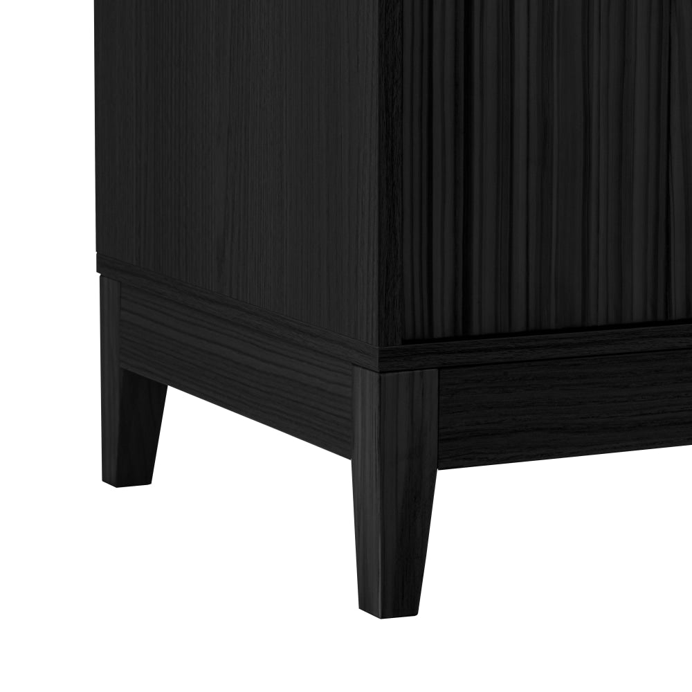 Raul Fluted 3-Drawer Lowboy Storage Cabinet – Black Chest with Gold Handles Solid Pine Accents Of Drawers Fast shipping On sale