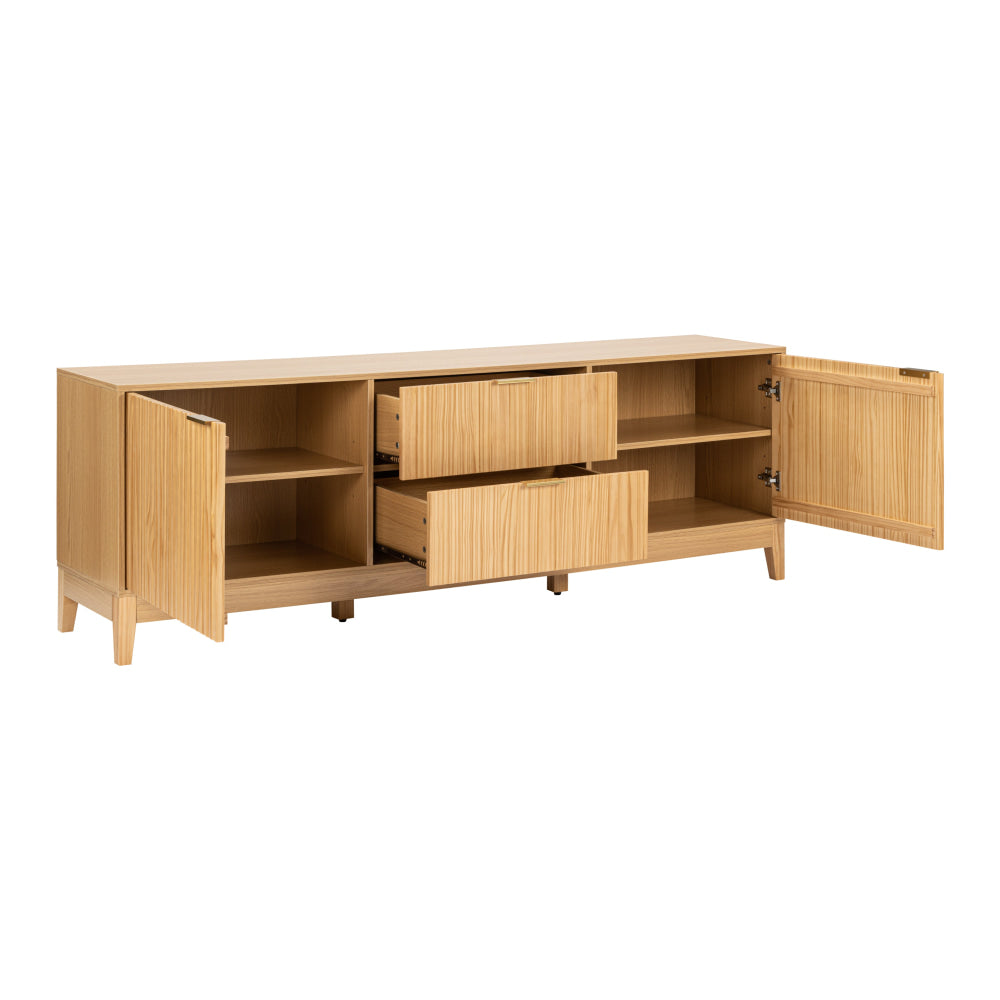 Raul Wooden Lowline TV Stand Entertainment Unit 180cm 2-Doors 2-Drawers Oak Fast shipping On sale