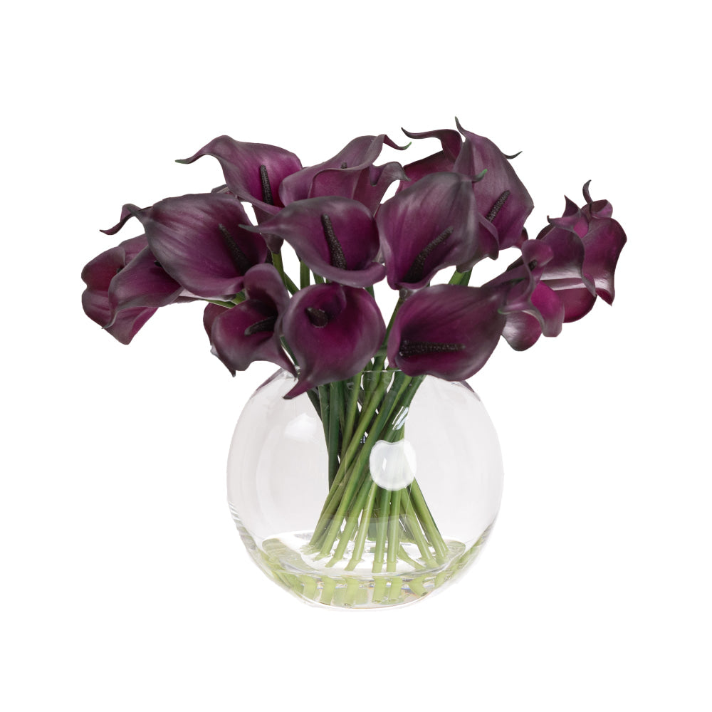 Real Touch Plume Black Calla Lily 27cm Artificial Faux Plant Flower Decorative In Fishbowl Vase Fast shipping On sale