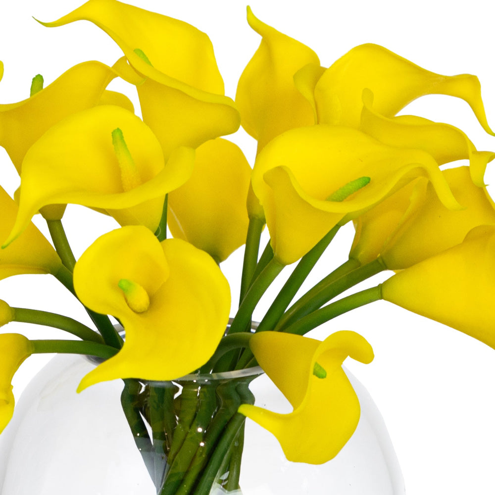 Real Touch Yellow Calla Lily 27cm Artificial Faux Plant Flower Decorative In Fishbowl Vase Fast shipping On sale