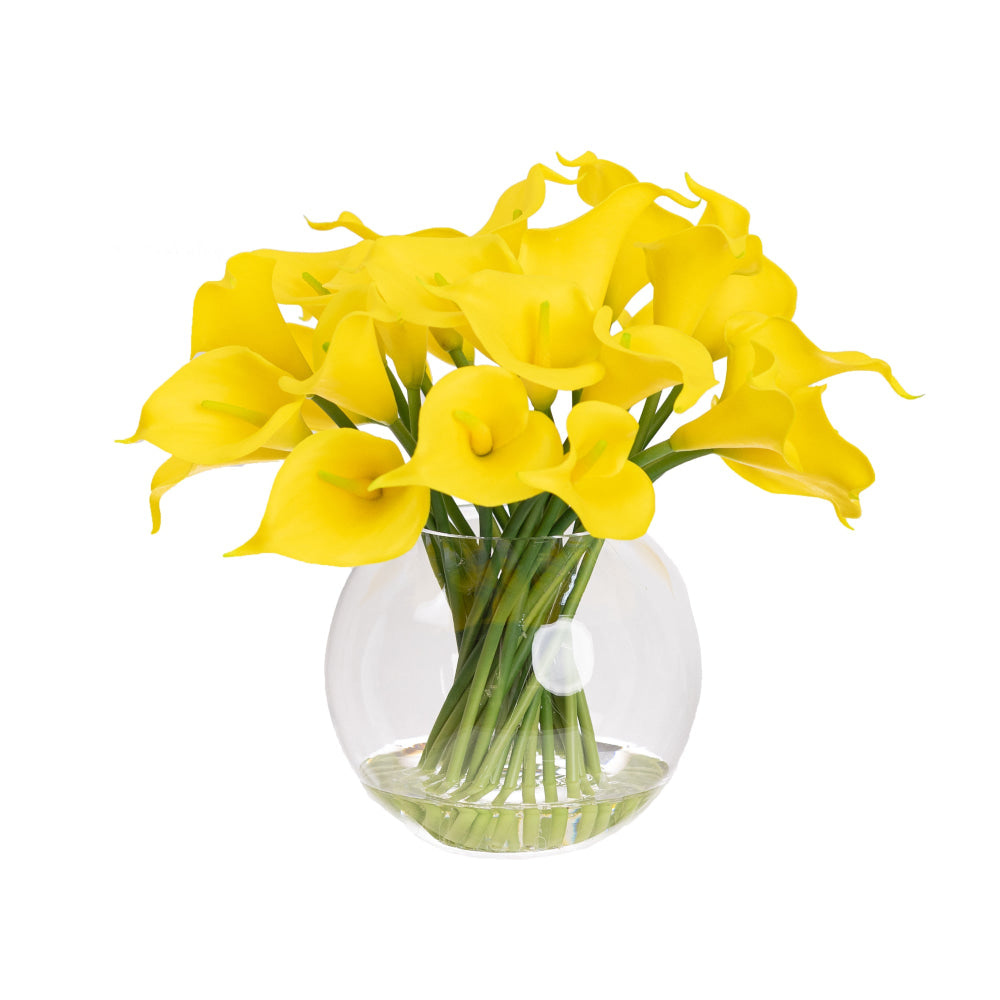 Real Touch Yellow Calla Lily 27cm Artificial Faux Plant Flower Decorative In Fishbowl Vase Fast shipping On sale