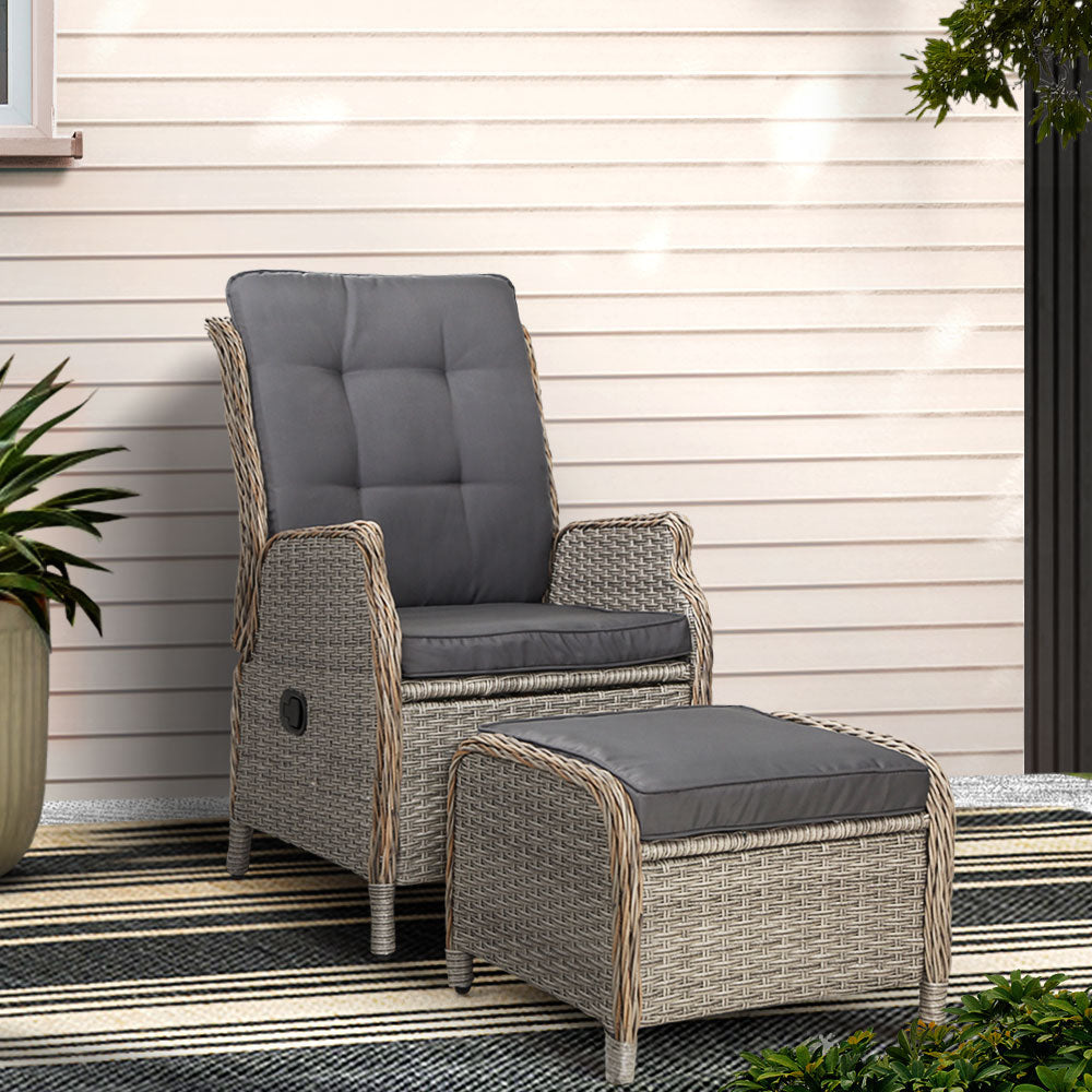 Recliner Chair Sun lounge Outdoor Setting Patio Furniture Wicker Sofa Fast shipping On sale