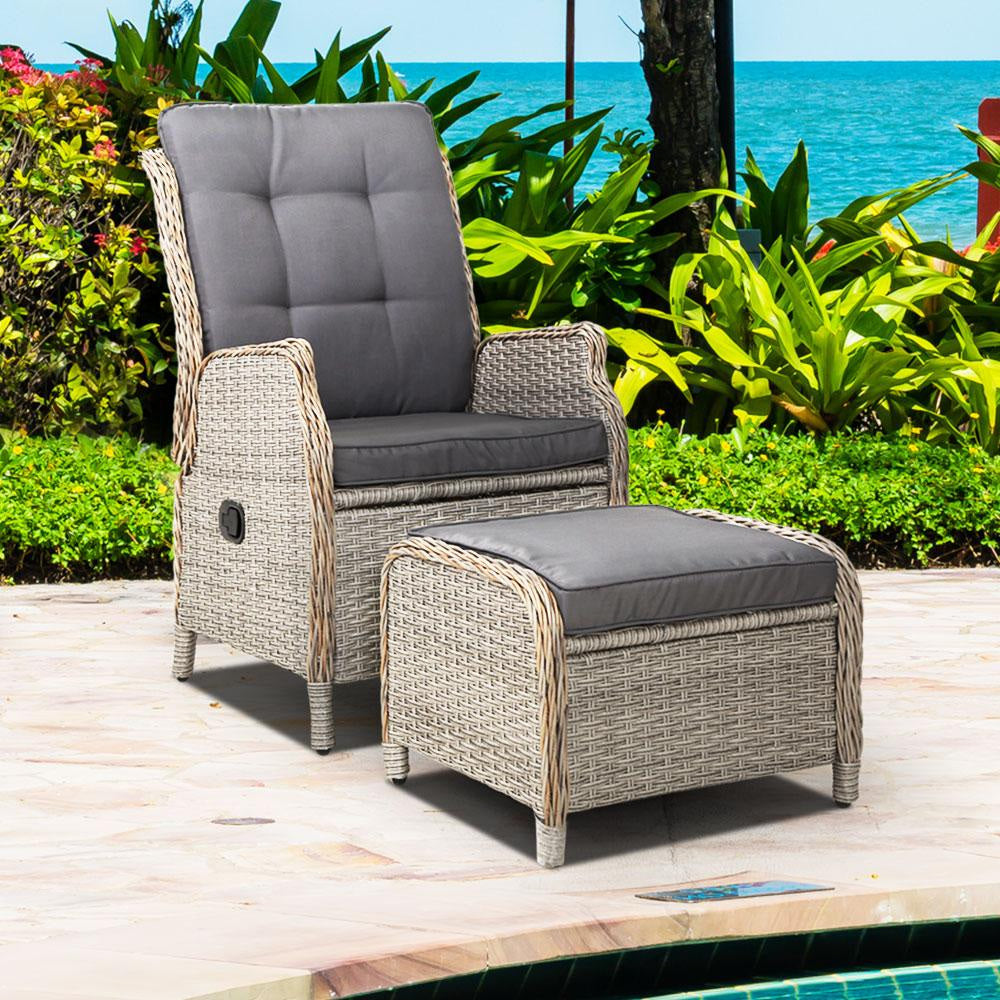 Recliner Chair Sun lounge Outdoor Setting Patio Furniture Wicker Sofa Fast shipping On sale