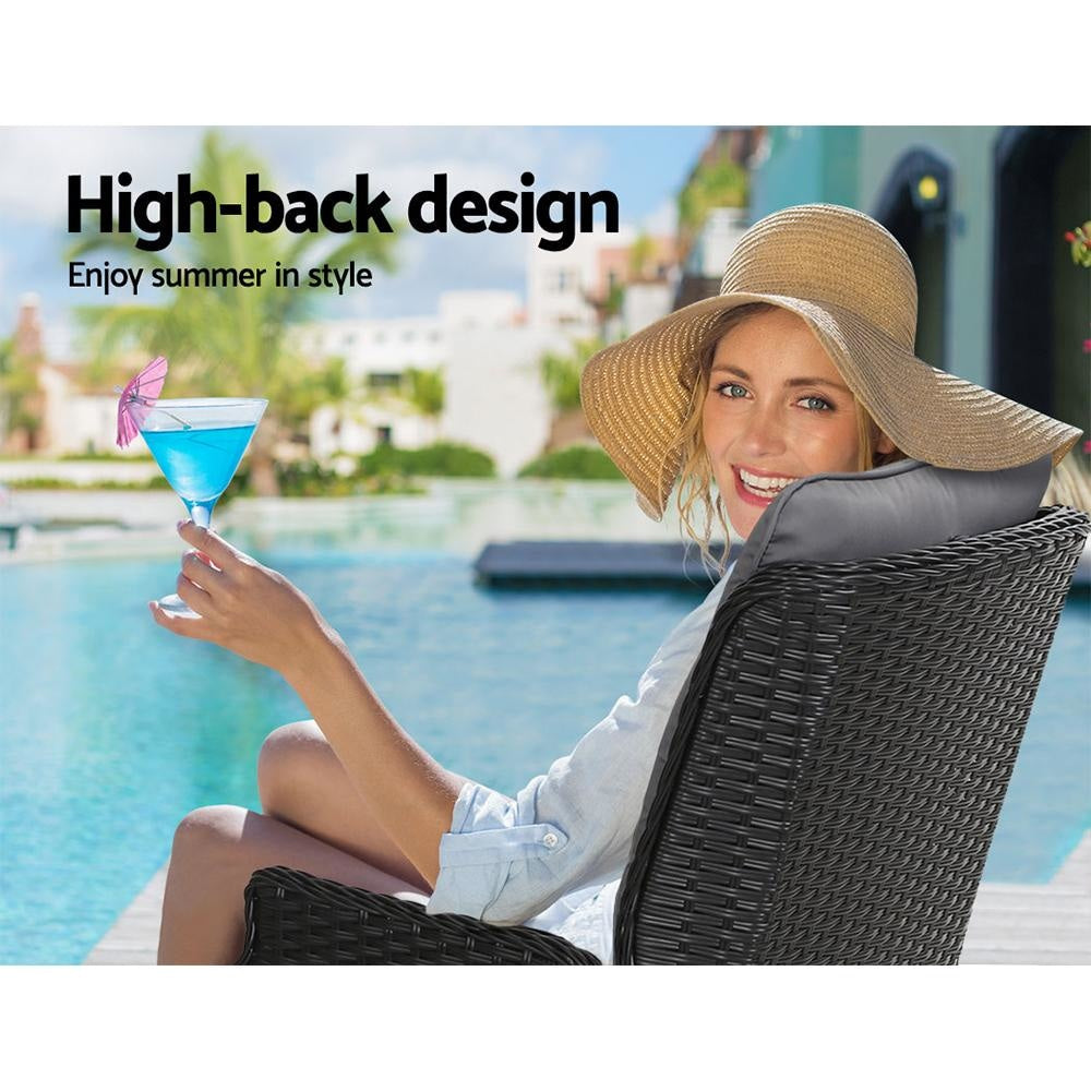 Recliner Chairs Sun lounge Setting Outdoor Furniture Patio Wicker Sofa Sets Fast shipping On sale