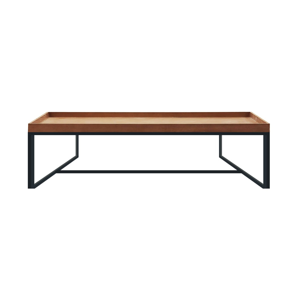 Regent Rectangle Coffee Table Black Powdercoated Metal Legs - Oak veneer Fast shipping On sale