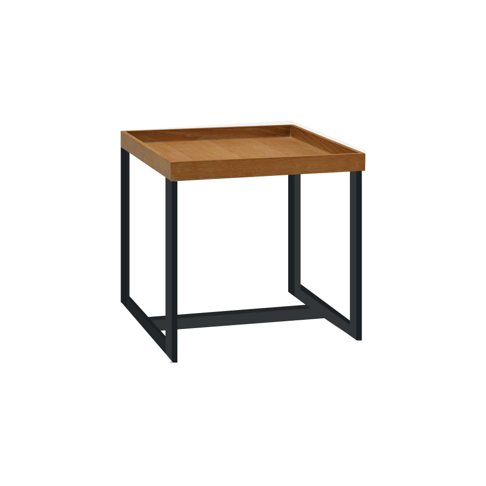 Regent Square End Lamp Side Table Black Powdercoated Metal Legs - Oak veneer Fast shipping On sale