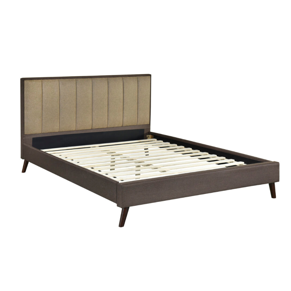 Oshi Standard Soft Fabric Bed Frame Double Size Density Foam Brown Fast shipping On sale