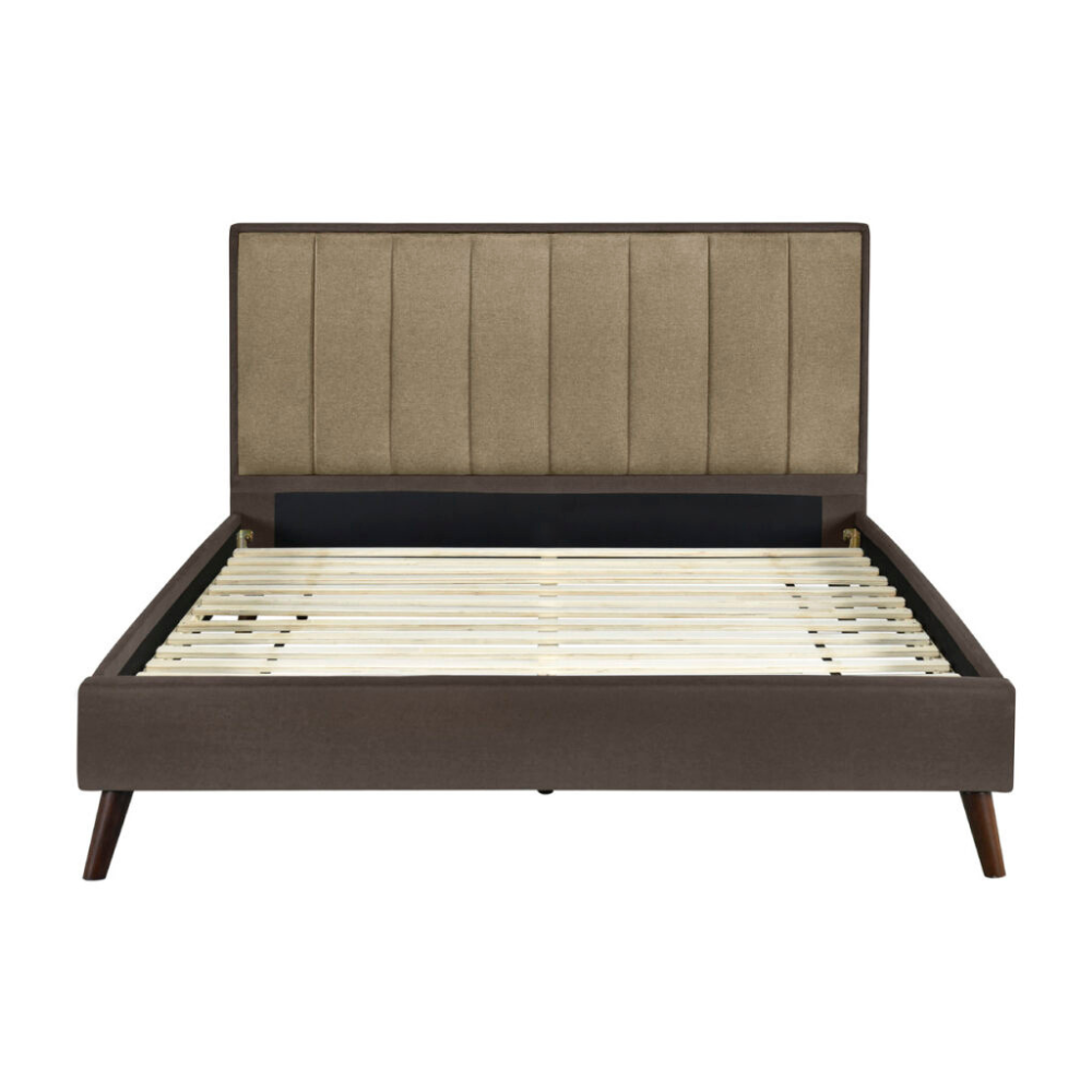 Oshi Standard Soft Fabric Bed Frame Double Size Density Foam Brown Fast shipping On sale