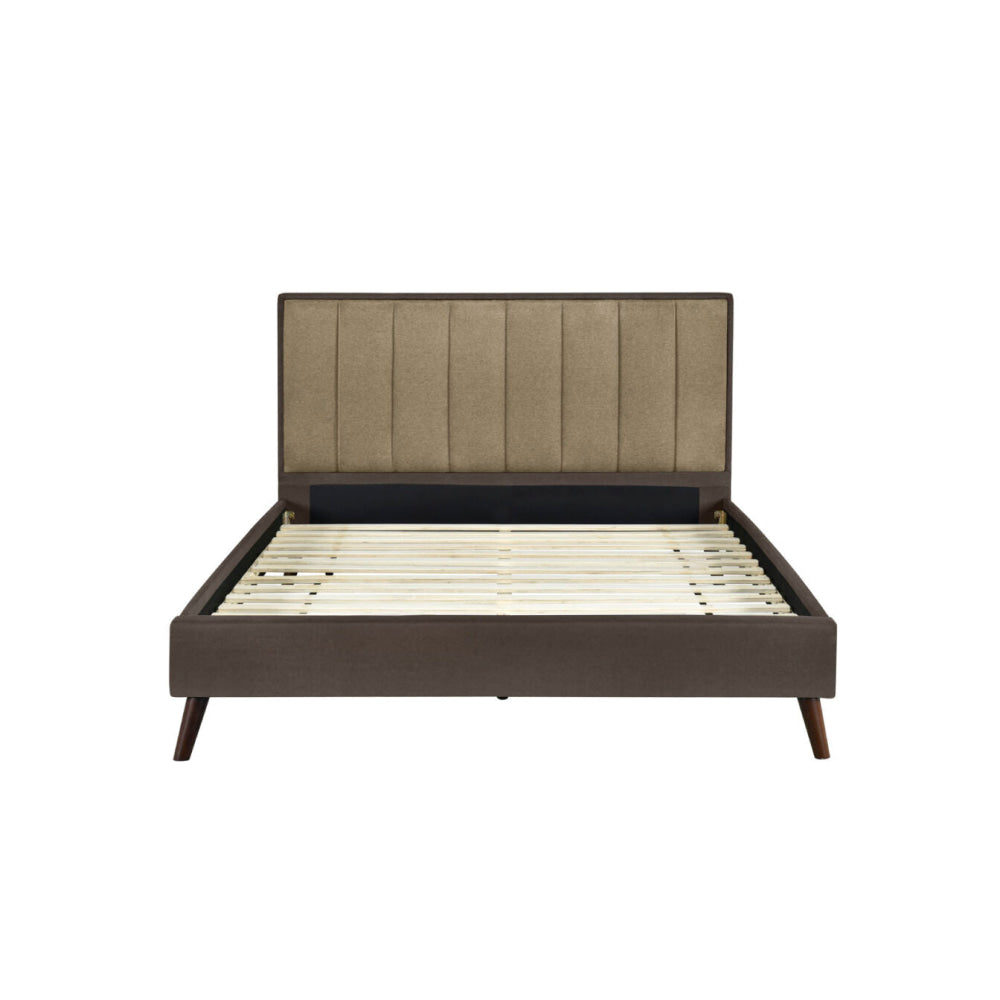 Oshi Standard Soft Fabric Bed Frame Queen Size Density Foam Brown Fast shipping On sale