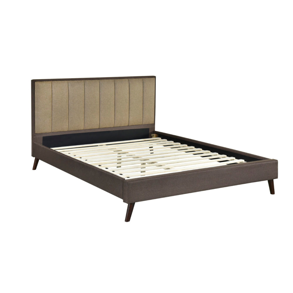 Oshi Standard Soft Fabric Bed Frame Queen Size Density Foam Brown Fast shipping On sale