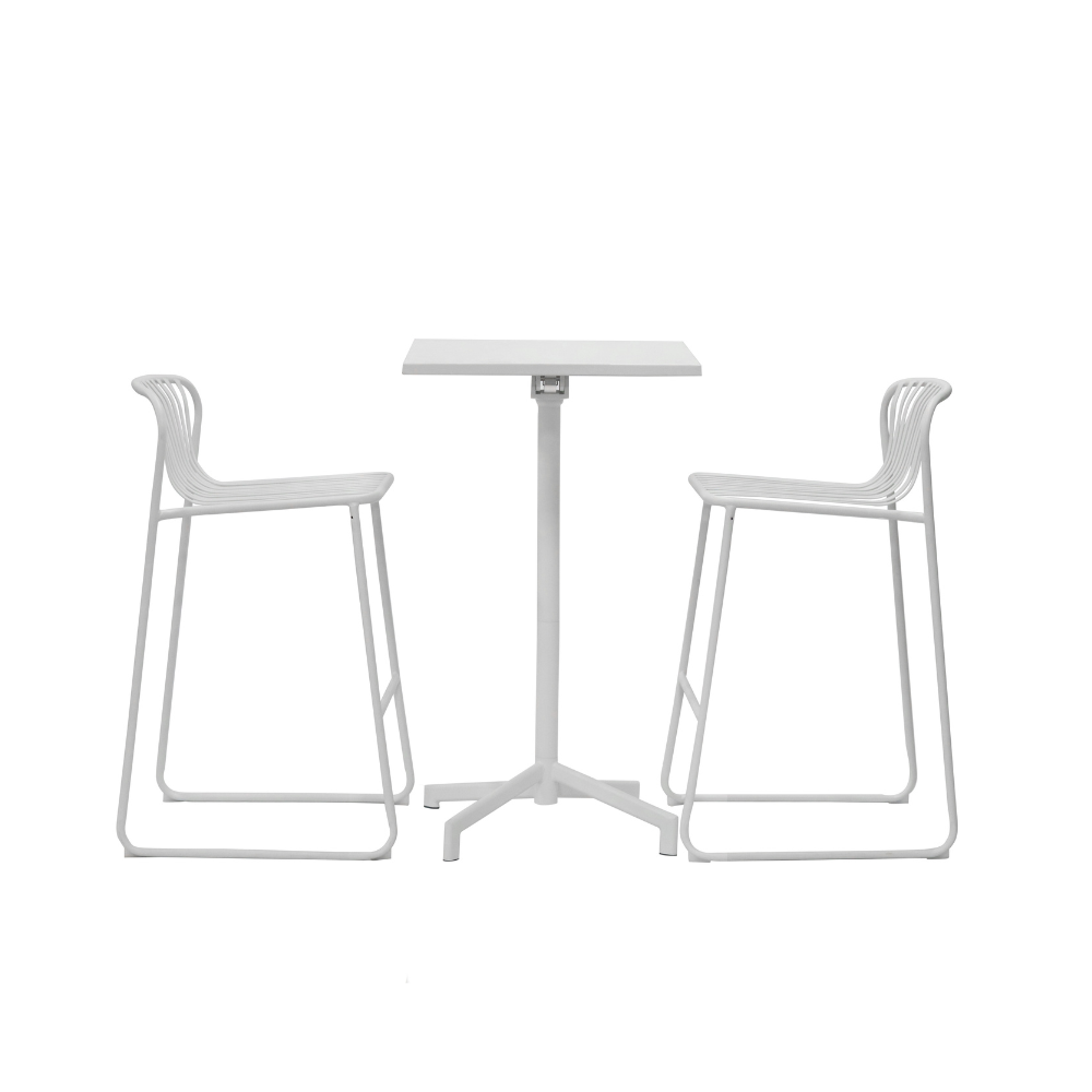 Renzo Antirust Treatment Metal Outdoor Small Square Bar Table 70cm White Dining Fast shipping On sale