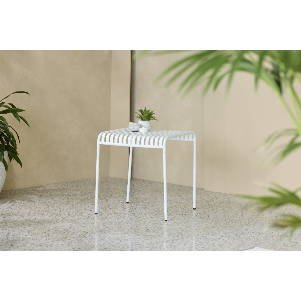 Renzo Antirust Treatment Metal Outdoor Small Square Dining Table 70cm White Fast shipping On sale