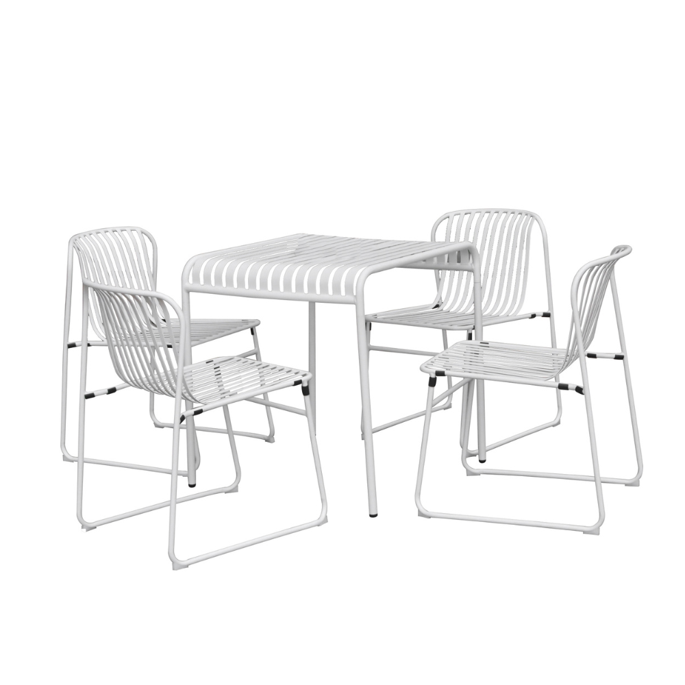 Renzo Antirust Treatment Metal Outdoor Small Square Dining Table 70cm White Fast shipping On sale