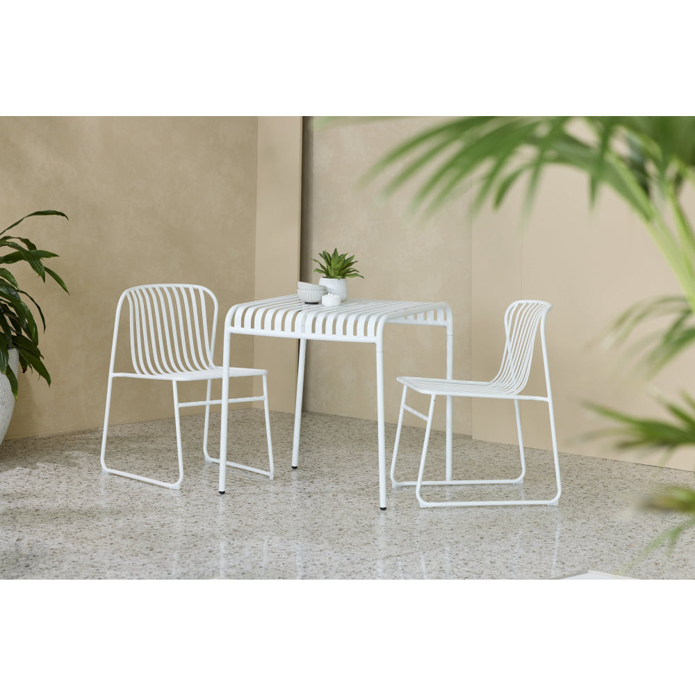 Renzo Antirust Treatment Metal Outdoor Small Square Dining Table 70cm White Fast shipping On sale