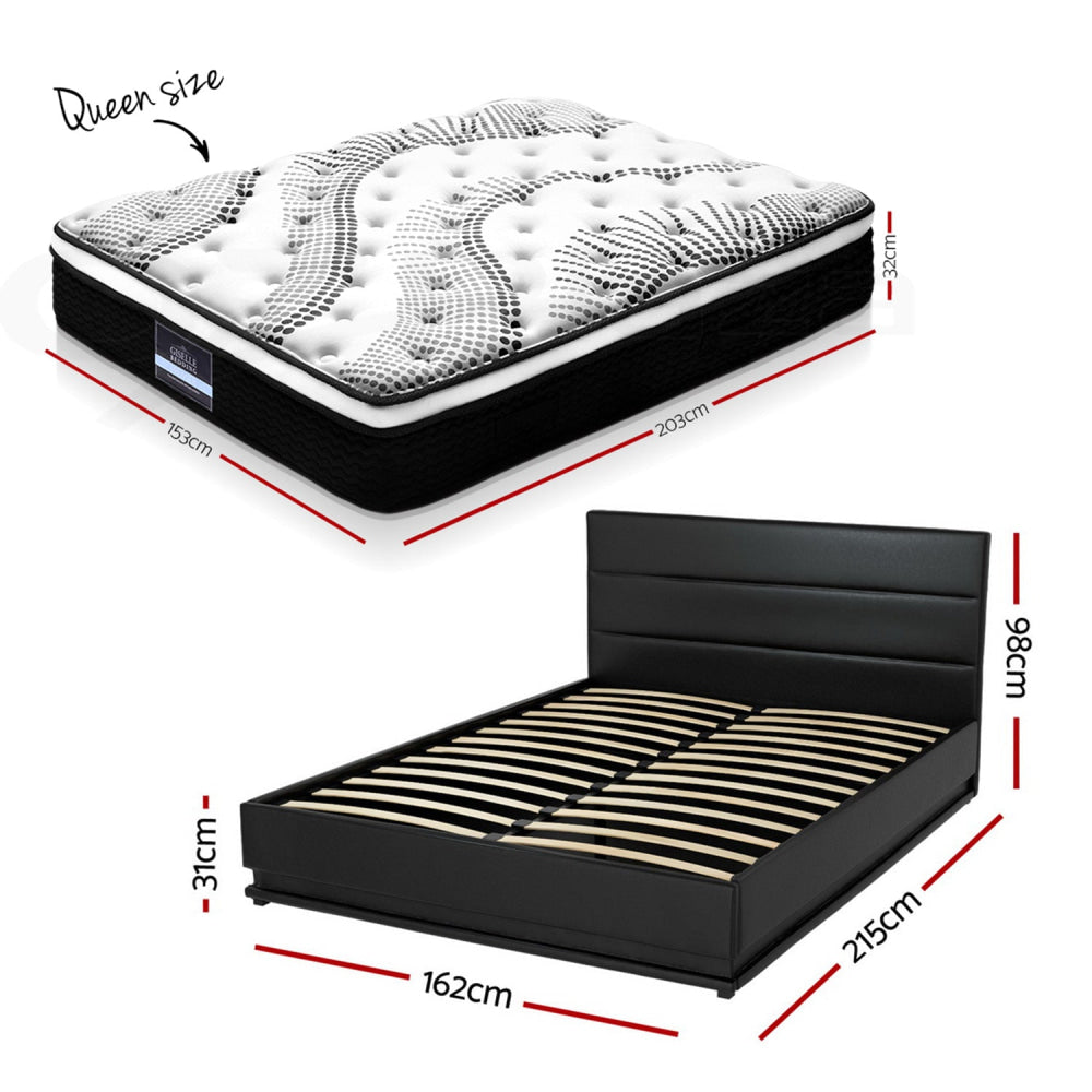 RGB LED Queen Bed Frame with 32cm Giselle Mattress Set Fast shipping On sale