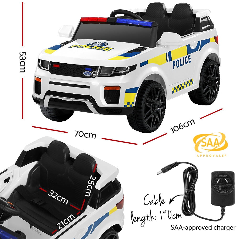 Rigo Kids Ride On Car Electric Patrol Police Toy Cars Remote Control 12V White Fast shipping sale