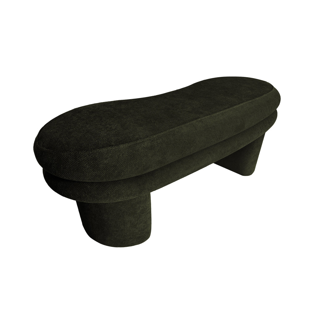 River Curved Moden Fabric Bench Seat Ottoman Green Fast shipping On sale