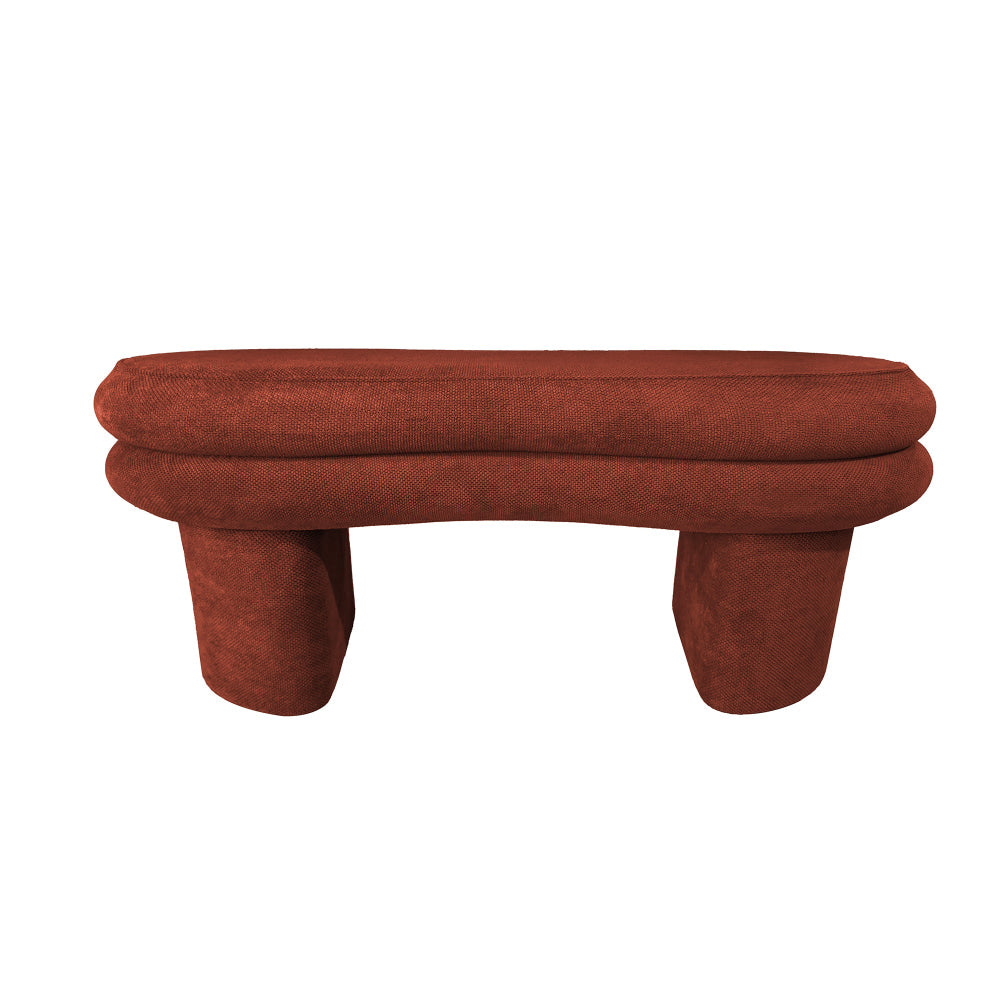 River Curved Moden Fabric Bench Seat Ottoman Red Fast shipping On sale