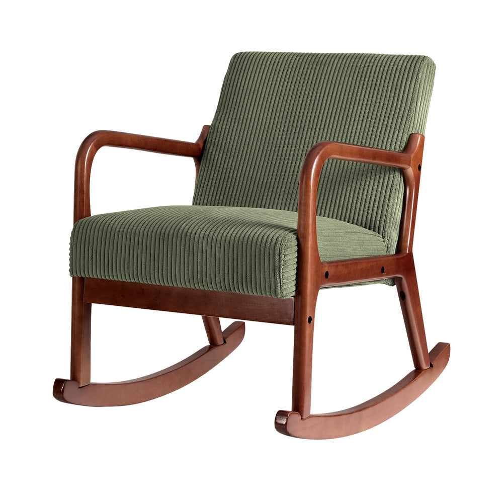 Rocking Armchair Nursery Chair Corduroy Green Fast shipping On sale