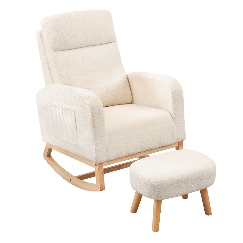 Sherpa Plush Ergonomic Solid Wood Frame High Back Support (Beige) Fast shipping On sale