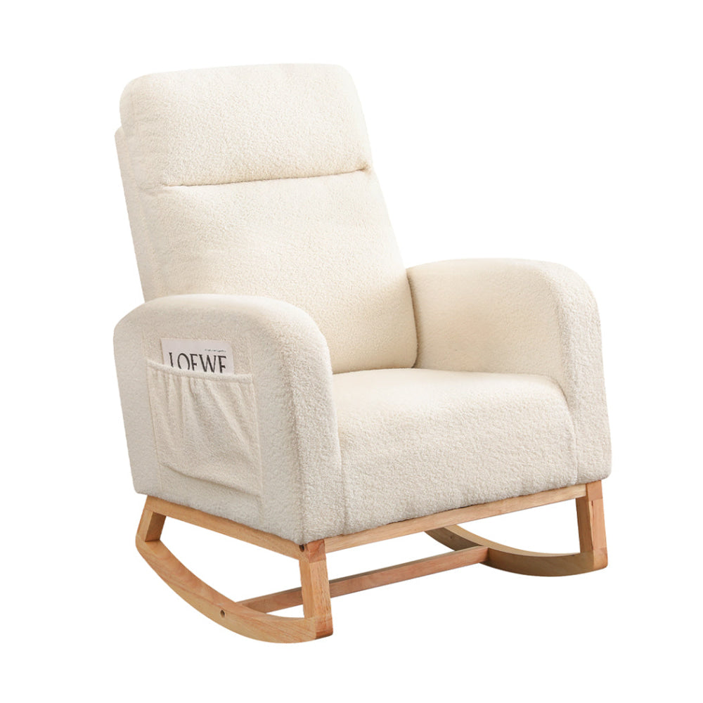 Sherpa Plush Ergonomic Solid Wood Frame High Back Support (Beige) Fast shipping On sale