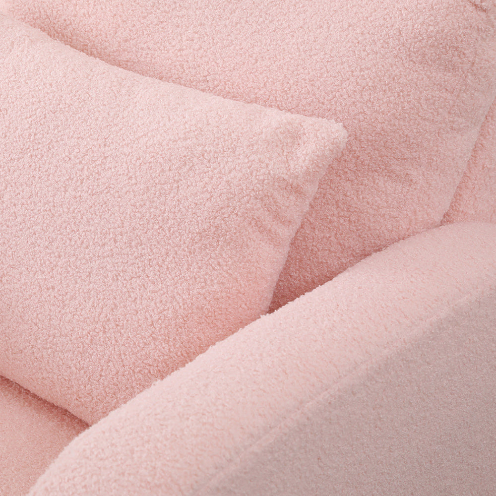 Plush Sherpa Fleece Side Pocket & Solid Wood Base – Nursery Living Room Comfort (Pink) Fast shipping On sale