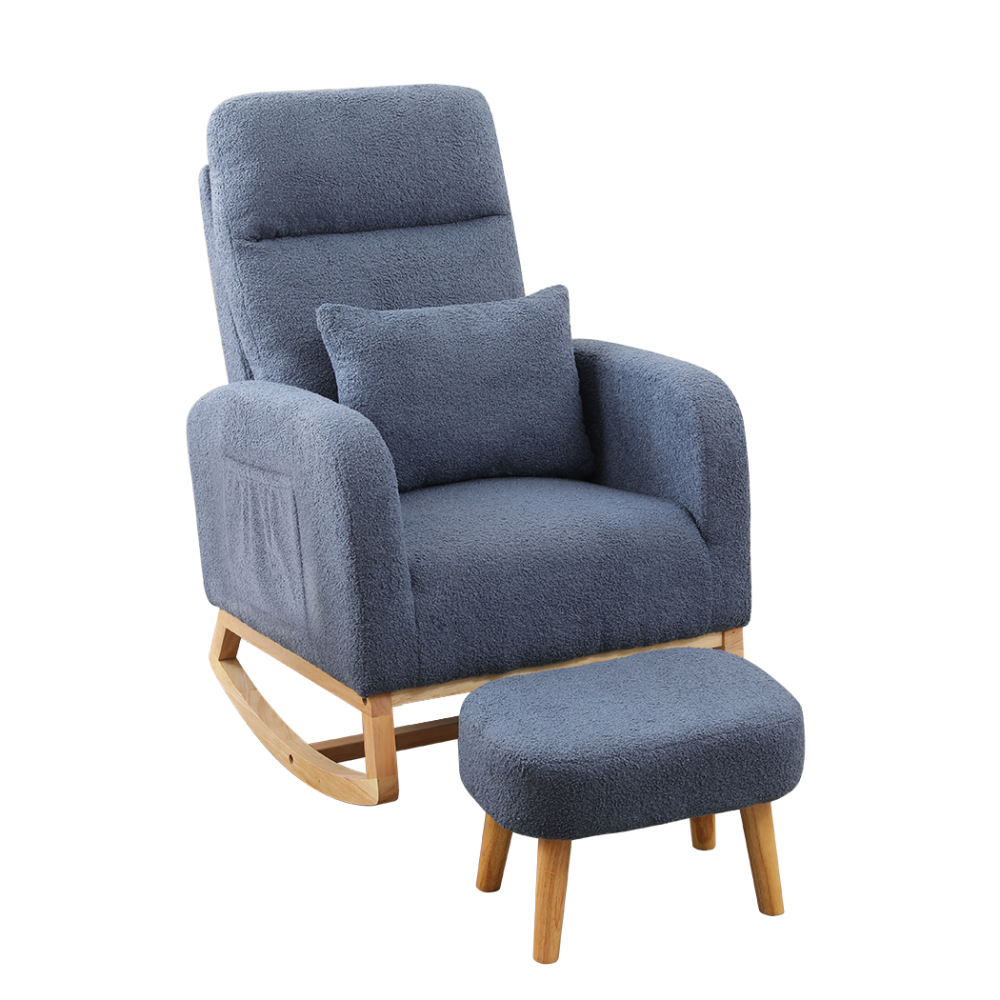Sherpa Upholstery Wooden Frame (Navy) Fast shipping On sale