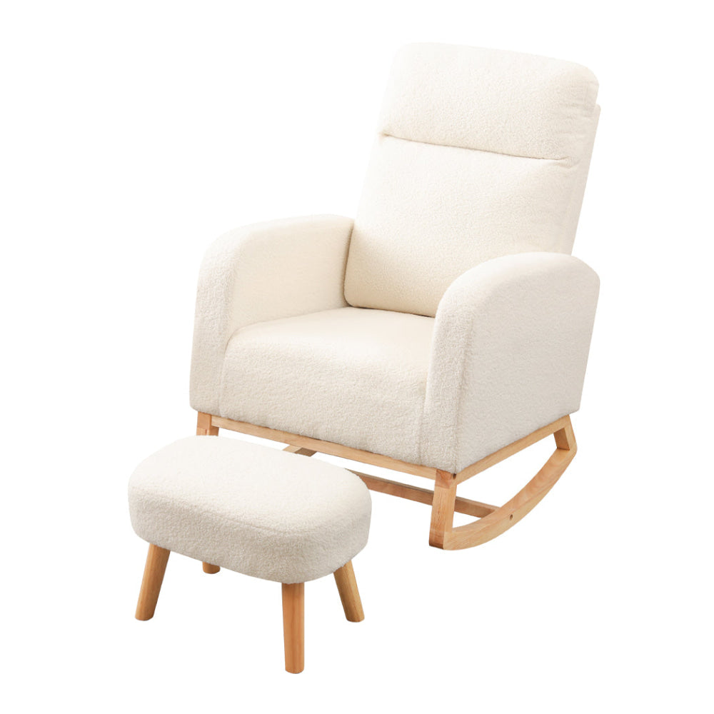Momentous Living - Rocking Chair with Ottoman & Side Pocket | Sherpa ...