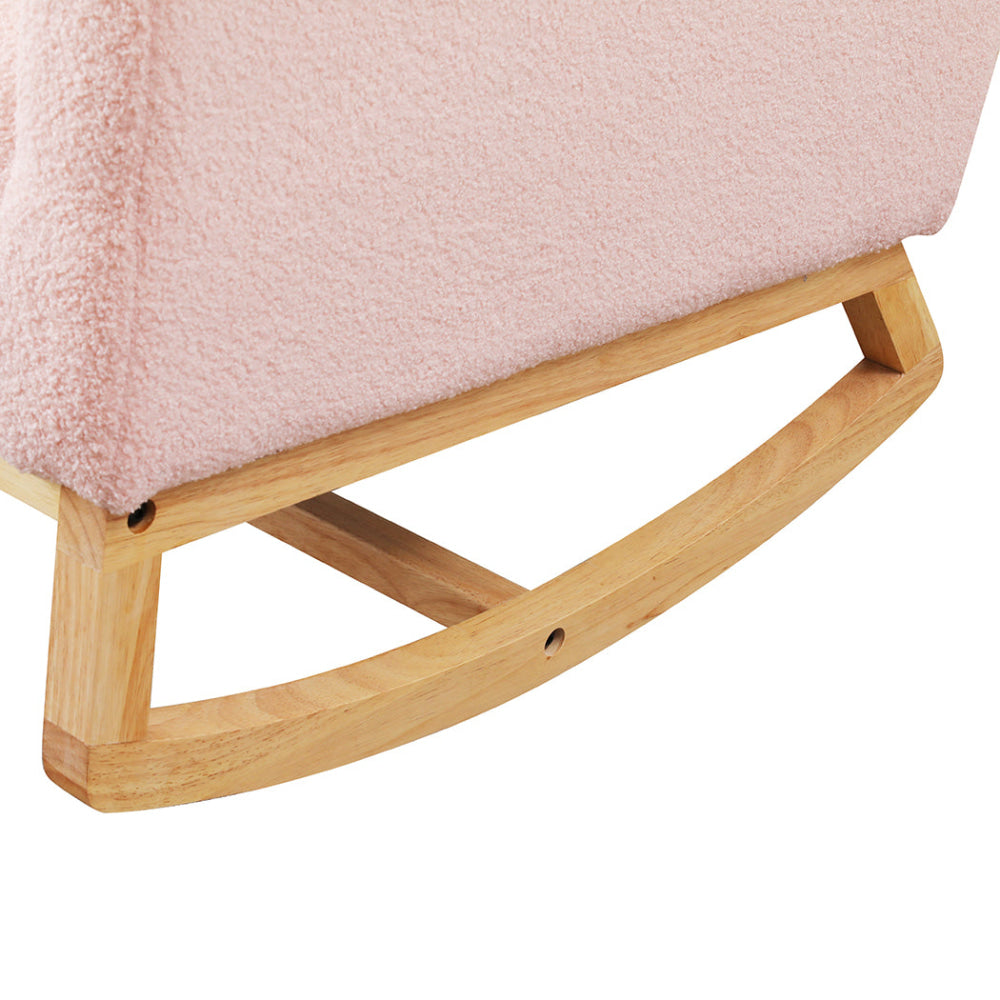 Plush Sherpa Fleece Side Pocket & Solid Wood Base – Nursery Living Room Comfort (Pink) Fast shipping On sale
