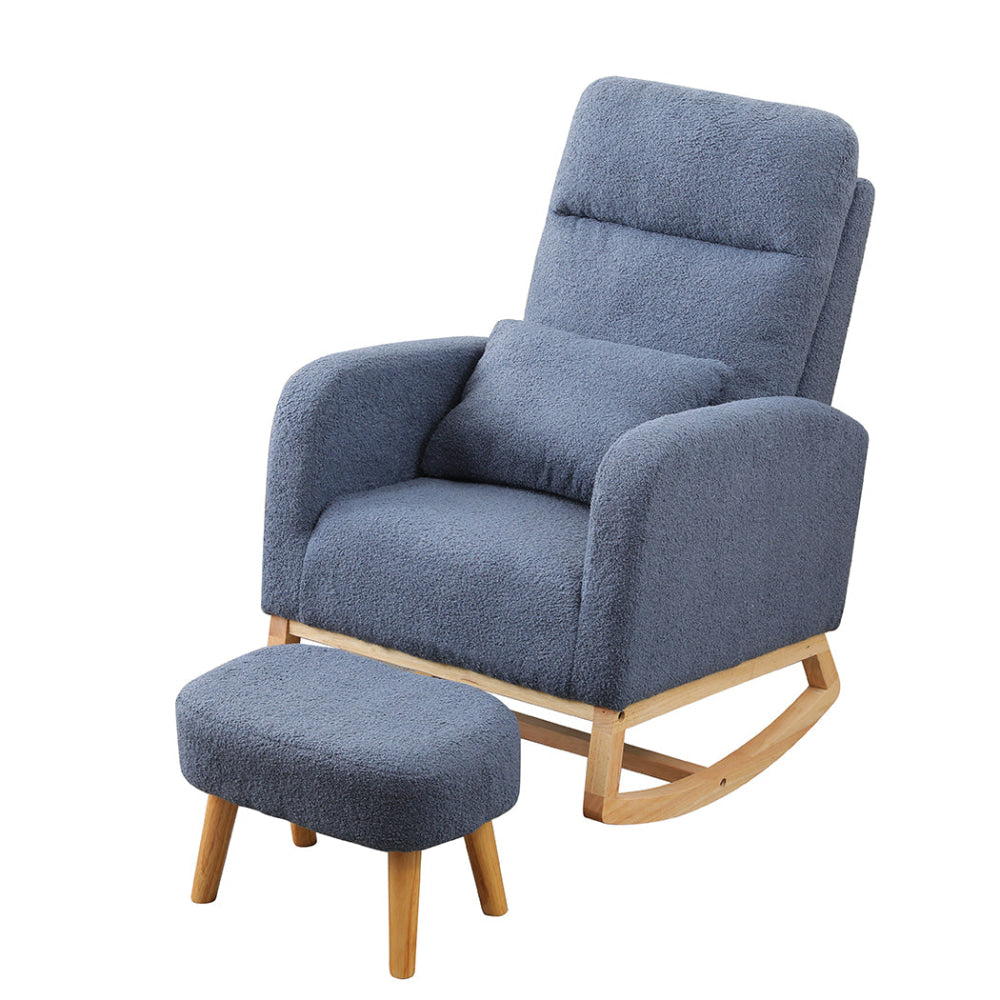 Sherpa Upholstery Wooden Frame (Navy) Fast shipping On sale