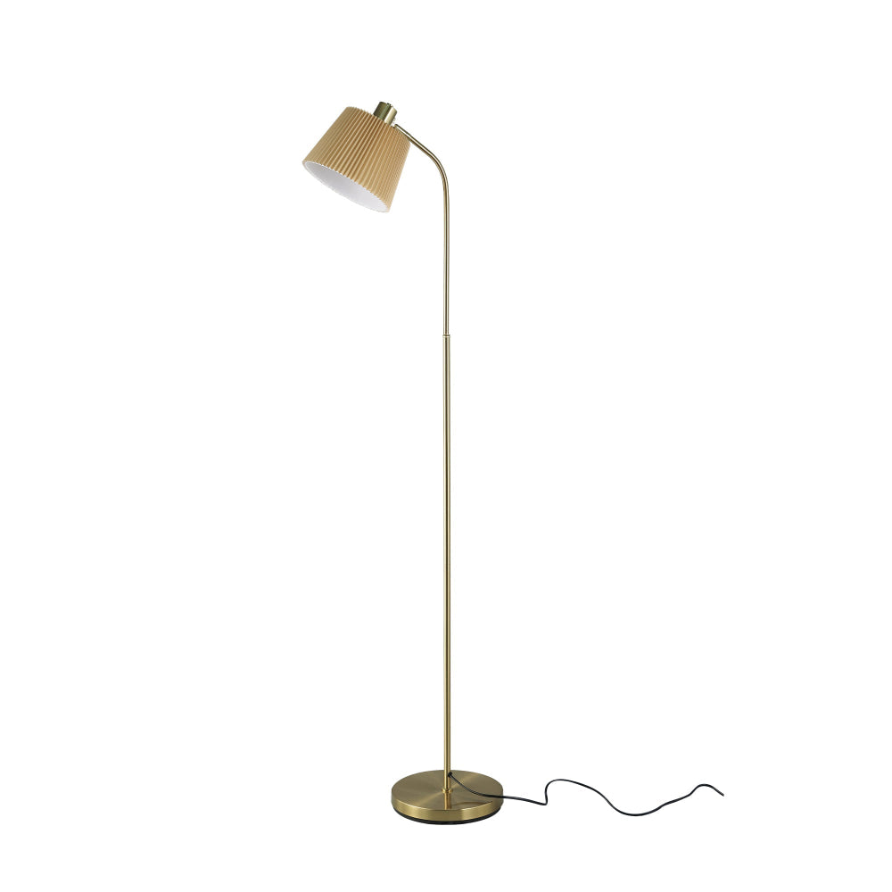 Roderick Moden Elegant Metal Base Fabric Shade Standing Floor Light Lamp Brass/Khaki Fast shipping On sale