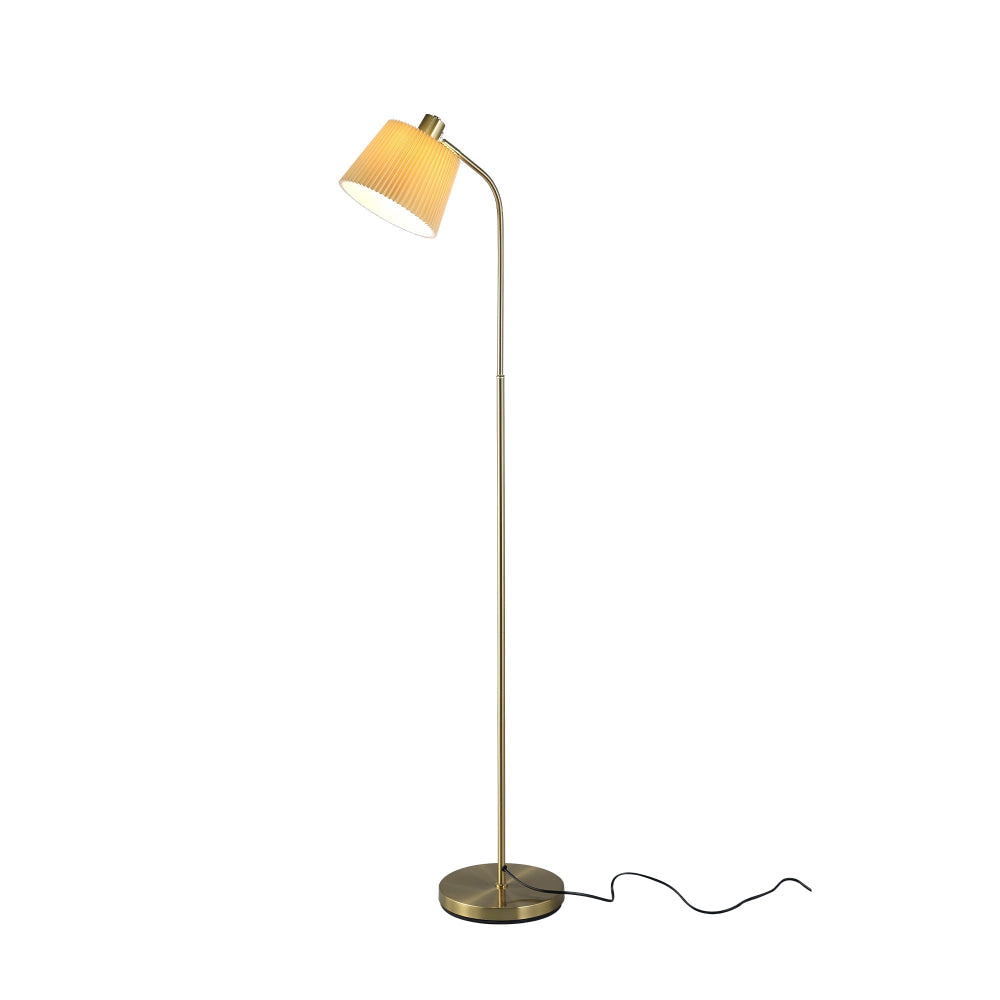 Roderick Moden Elegant Metal Base Fabric Shade Standing Floor Light Lamp Brass/Khaki Fast shipping On sale