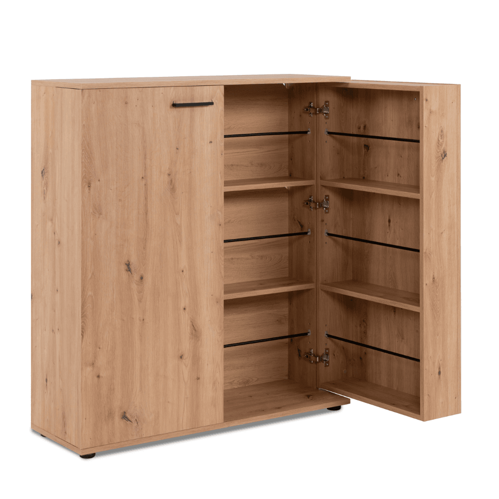 Roger Wooden Shoe Rack Oganiser Storage Cabinet 2-Doors Oak Fast shipping On sale