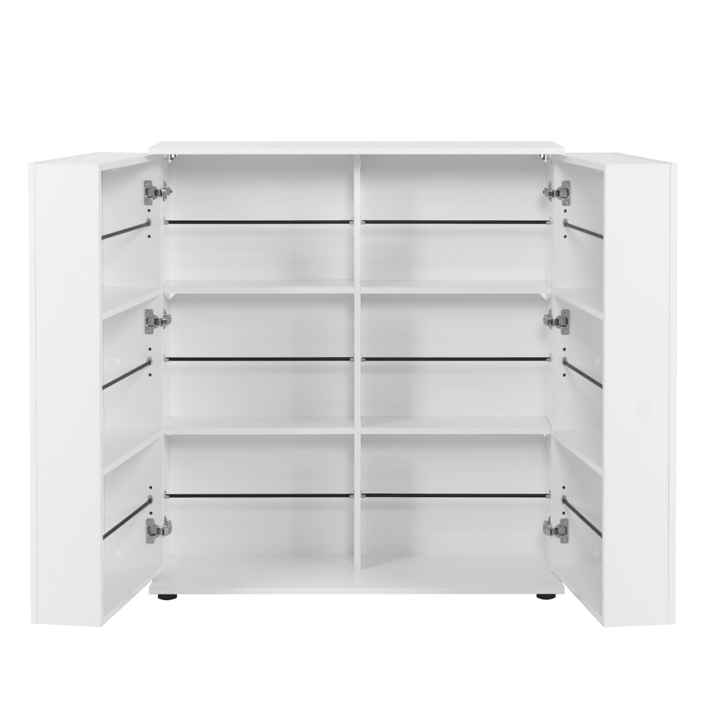 Roger Wooden Shoe Rack Oganiser Storage Cabinet 2 - Doors White Fast shipping On sale