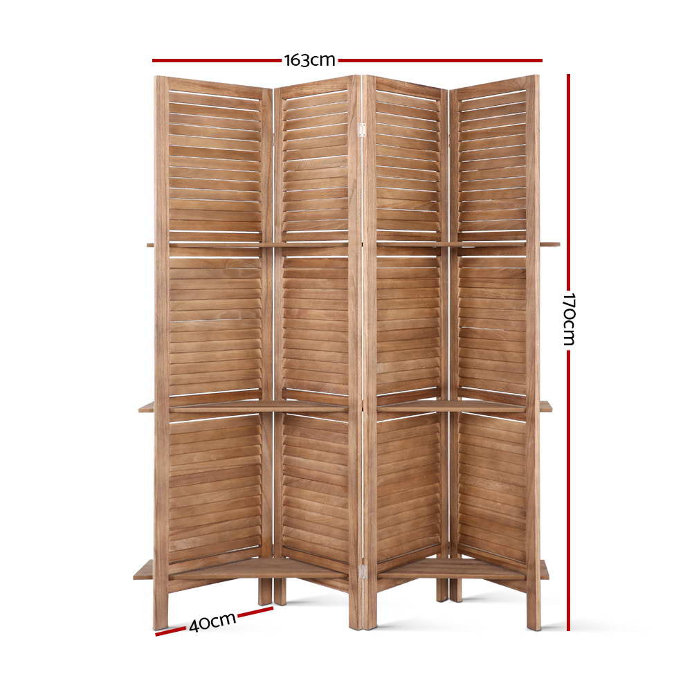 Room Divider Privacy Screen Foldable Partition Stand 4 Panel Brown Fast shipping On sale