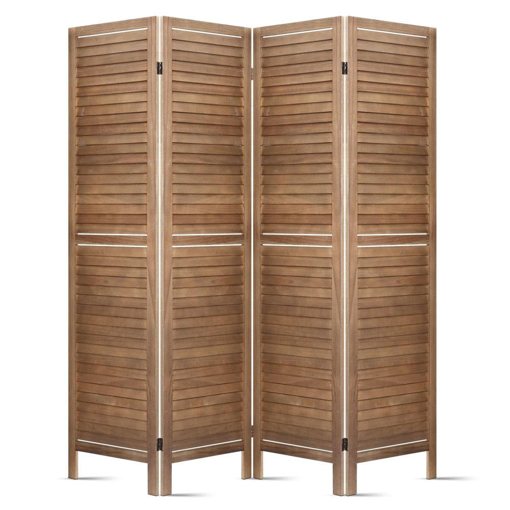 Room Divider Privacy Screen Foldable Partition Stand 4 Panel Brown Fast shipping On sale