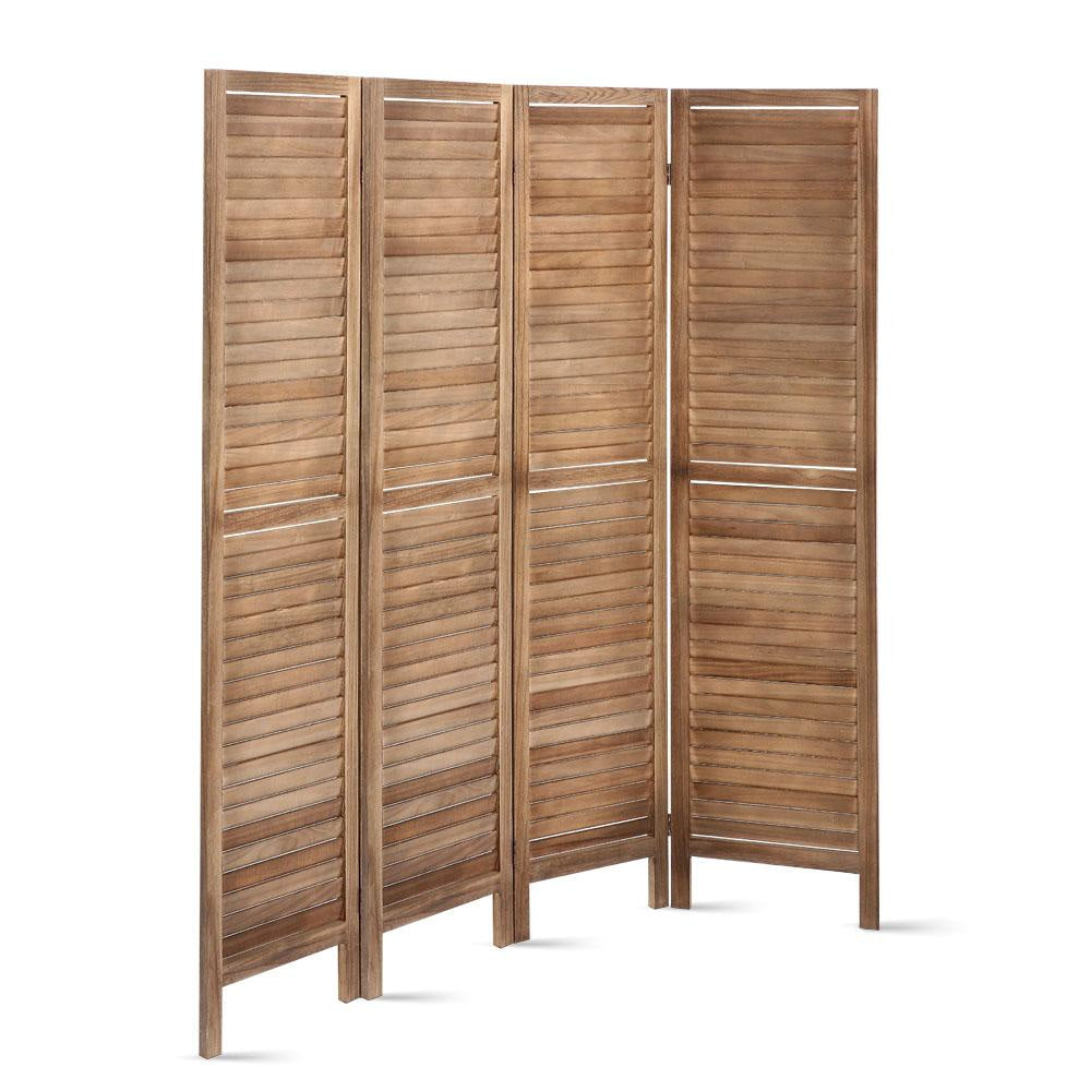 Room Divider Privacy Screen Foldable Partition Stand 4 Panel Brown Fast shipping On sale