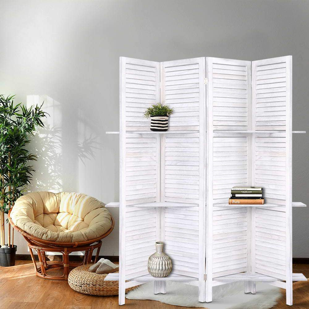 Room Divider Privacy Screen Foldable Partition Stand 4 Panel White Fast shipping On sale