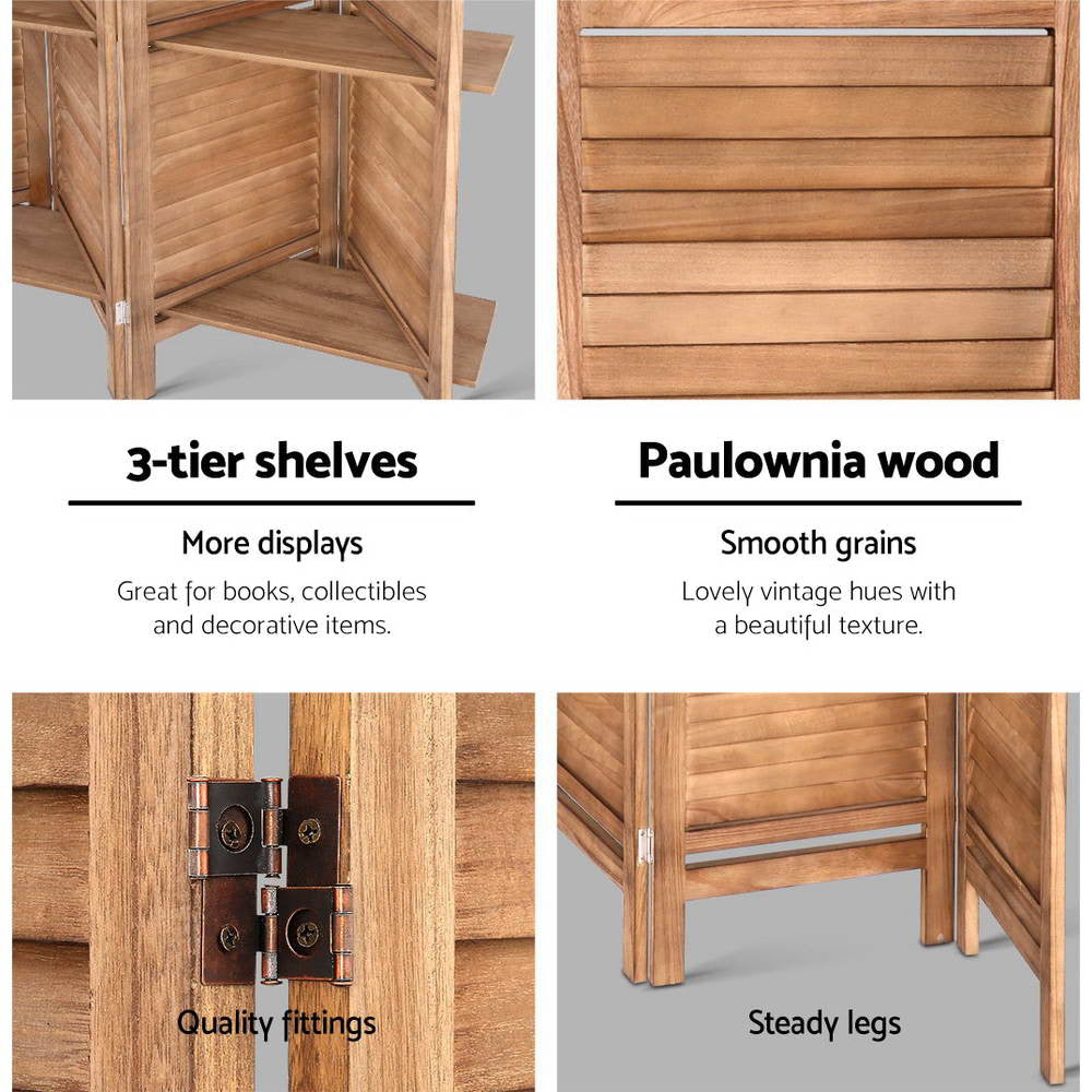 Room Divider Screen 8 Panel Privacy Dividers Shelf Wooden Timber Stand Fast shipping On sale