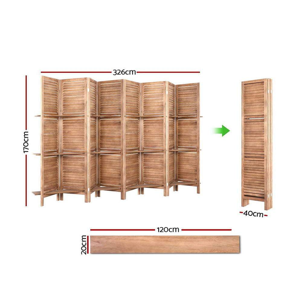 Room Divider Screen 8 Panel Privacy Dividers Shelf Wooden Timber Stand Fast shipping On sale