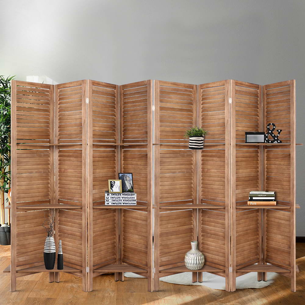Room Divider Screen 8 Panel Privacy Dividers Shelf Wooden Timber Stand Fast shipping On sale