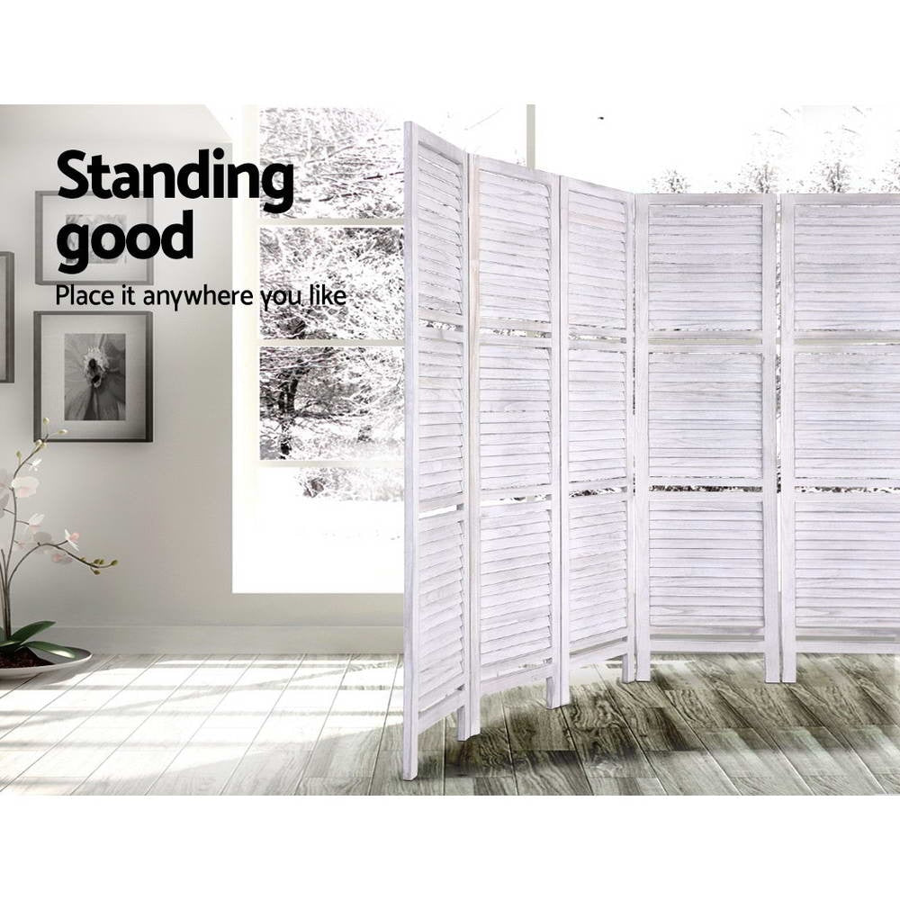 Room Divider Screen 8 Panel Privacy Foldable Dividers Timber Stand Shelf Fast shipping On sale