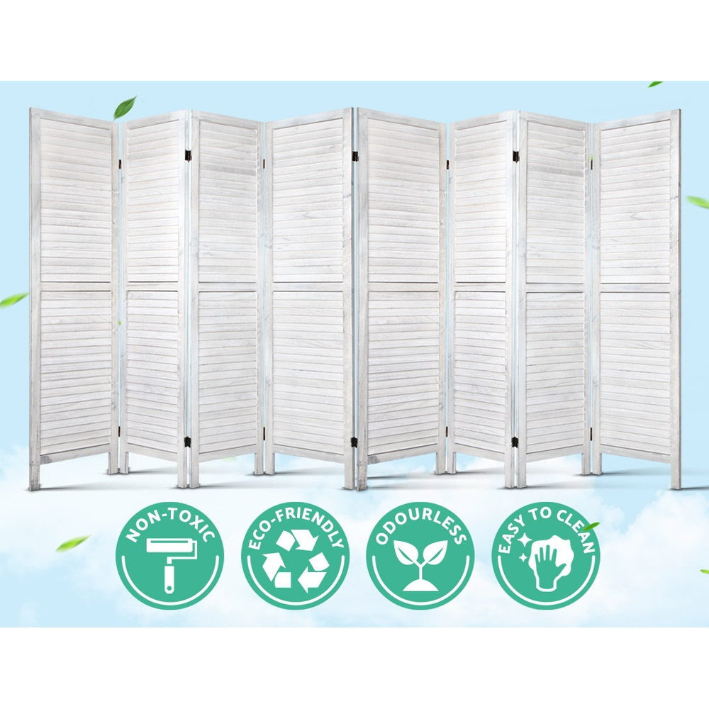 Room Divider Screen 8 Panel Privacy Wood Dividers Stand Bed Timber White Fast shipping On sale