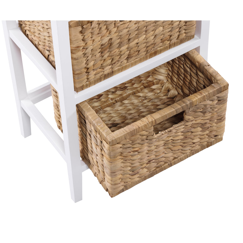 Rory Low Chest Of 3-Drawers Tallboy Storage W/ 3 Woven Baskets White Drawers Fast shipping On sale